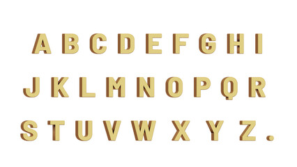 Gold alphabet 3d render isolated, 3d gold letter isolated render, 3d typography