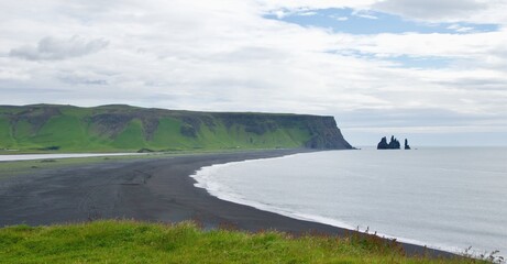 Beautiful black beach at Dyrholaey in Iceland
