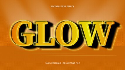 Vector 3d text effect. editable text effect with glow Style