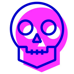 人体、頭蓋骨、ドクロを表す2色スタイルのアイコン