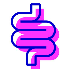 人体、小腸を表す2色スタイルのアイコン