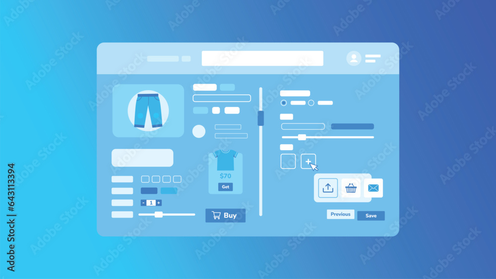 Wall mural vector computer window trading website and custom panel, technology concept background, flat design