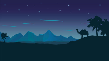Night in the mountains, cartoon style