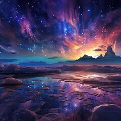 Northern lights, Aurora borealis in the dark night sky