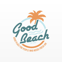 Fototapeta na wymiar Beach logo design template. Summer beach logotype design concept. Open sea logo design concept template
