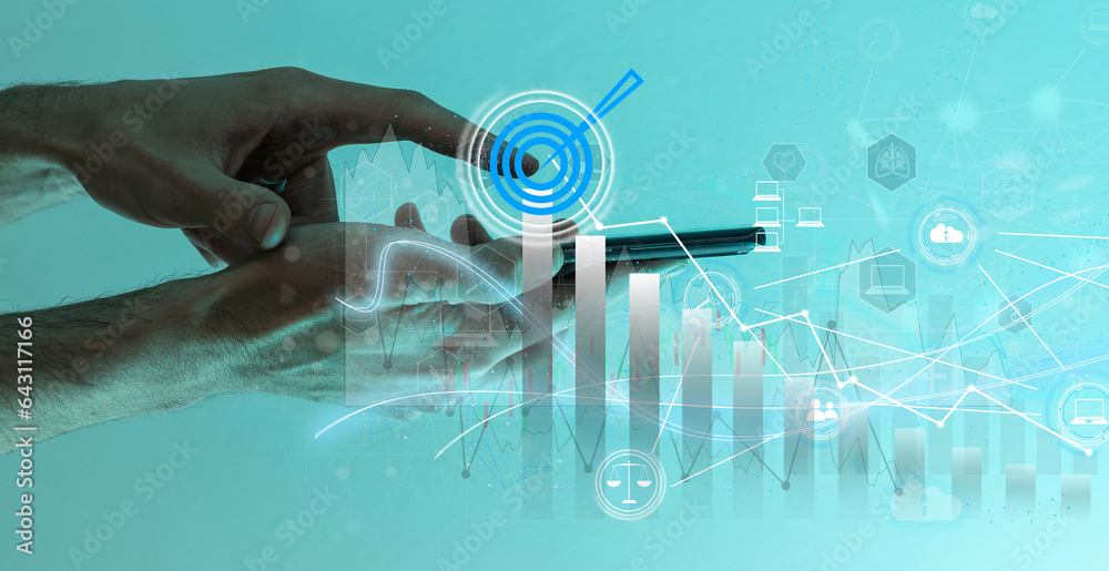 Poster futuristic touch screen display with streaming image