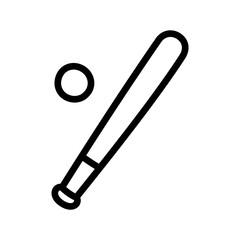 Hand drawn baseball and bat doodle line icon