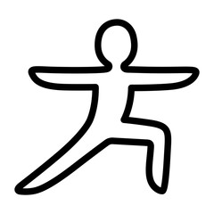 Hand drawn yoga doodle line icon. Yogi silhouette in warrior pose.