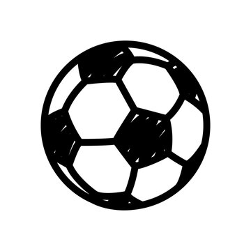 Hand drawn soccer ball doodle line icon