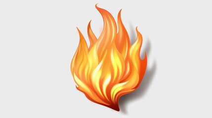 3d fire flame icon isolated on transparent background. Render of fire emoji, energy and power...
