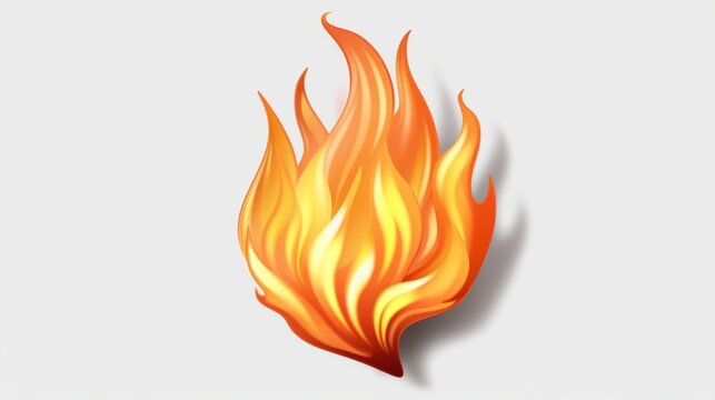 3d fire flame icon isolated on transparent background. Render of fire emoji, energy and power concept. 3d cartoon simple illustration
