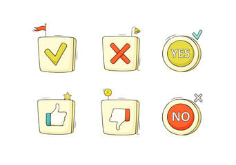 Icons of yes and no, tick and cross marks