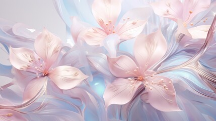 3d illustration modern floral background. Luxurious abstract art digital painting for wallpaper and for wedding