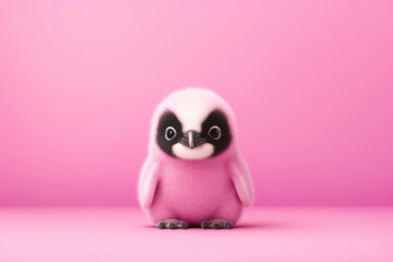 Cute Baby Penguin On Pink Background . Сoncept Trendy Nursery Decor, Adorable Baby Animals, Baby Penguin Behavior, Pink Color Psychology