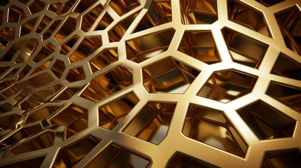 Deurstickers 3D gold lattice modern © Ghulam