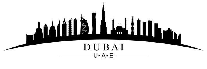 Dubai city silhouette, Dubai skyline United Arab Emirates UAE - stock vector
