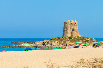 Tower of Barisardo beach in Sardinia, Italy