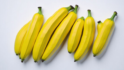 Fototapeta na wymiar Bunch of yellow bananas on white background. Top view. Flat lay.