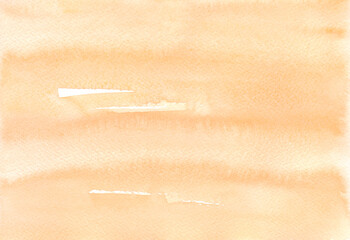 Watercolor abstract background in pastel orange, peach and beige shades, hand-drawn. The texture of watercolor on paper. Template for decoration and design with space for text.