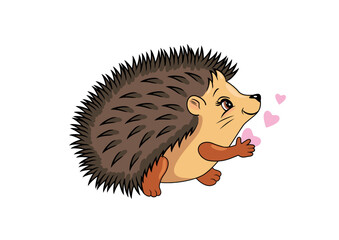 Cute hedgehog with hearts