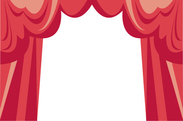 Curtain theater stage movie show text place concept. Vector flat graphic design illustration
