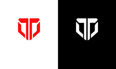 Obraz premium Monogram initials TM or MT letters logo, overlapping two letter M and T business card identity emblem, black and white offset parallel lines