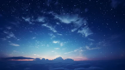 Wandcirkels aluminium Sky at dusk, sunset, sky with cloud and stars, purple, blue, orange, pink, sky gradient, day with stars, nature, background sky, sunrise, night sky with stars, astronomy © Ncorp
