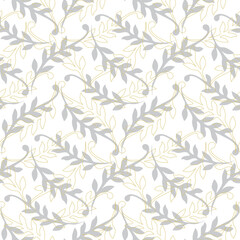 Classic leaves, planes and lines for seamless pattern