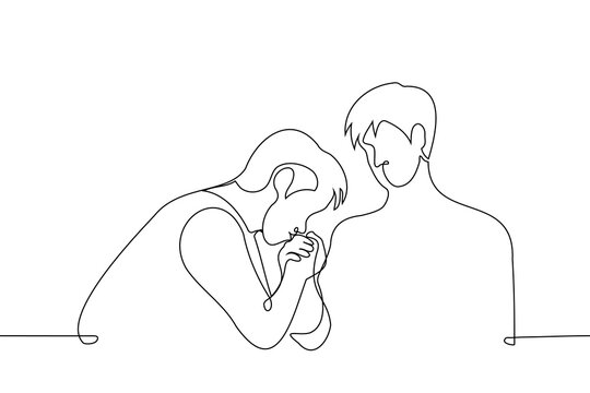 recommend clip art: man kissing man's hand - one line art vector. concept gay flirting, sycophancy