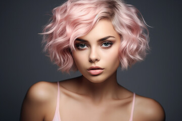 Fototapeta premium Generative AI portrait picture of young attractive blond hairdo female glamorous style