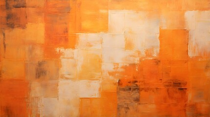 Oil Paint Texture in orange Colors with overlapping Squares and visible Brush Strokes. Artistic Background
