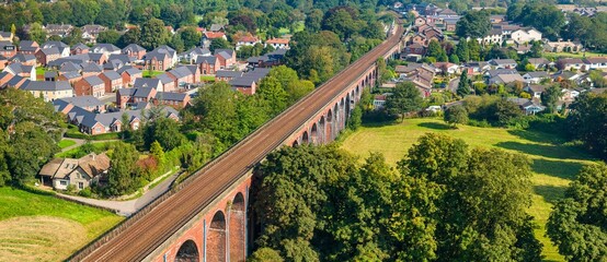 Photo of Whalley Viaduct, also known as Whalley Arches. Build between 1836 to 1850 the 605 meters long bridge is a magnificent superstructure. 