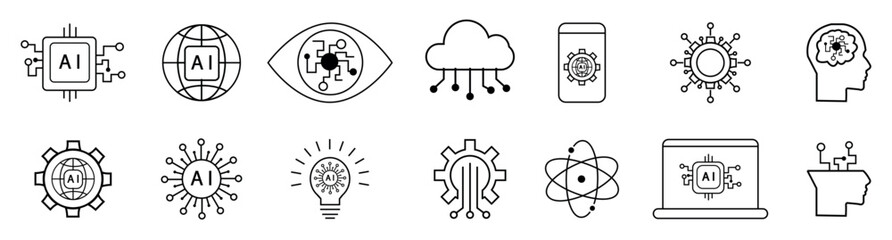 Artificial intelligence icon set