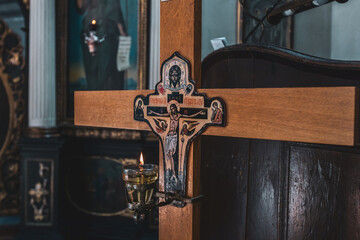 Orthodox cross in Serbian orthodox church.