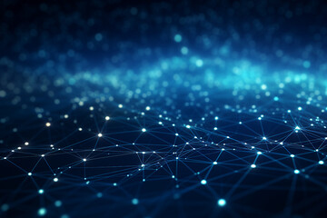 Generative ai collage image picture of connected lines on cosmic background data network concept