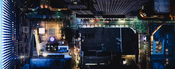 Fotobehang Overhead night photo of downtown Cincinnati, Ohio streets © DesignFlip