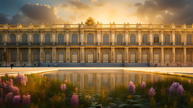 exterior scene of the Palace of Versailles