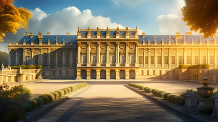 exterior scene of the Palace of Versailles - obrazy, fototapety, plakaty