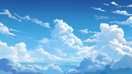 Poster hand drawn cartoon beautiful sky blue sky white clouds illustration background  © 俊后生