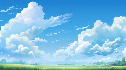 hand drawn cartoon beautiful sky blue sky white clouds illustration background
