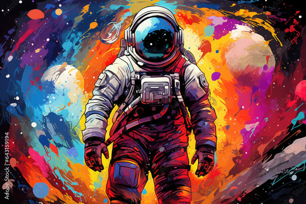 Canvas Prints astronaut in space suit against abstract cosmic background. deep space exploration