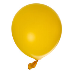 Round, yellow inflated balloon isolated on white, clipping