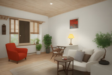 Large luxury modern interiors Living room  3D rendering 