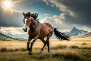 Obraz premium horse in the meadow generated ai