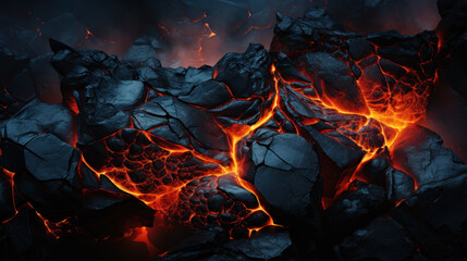 Magma Veins: Fiery Beauty of a Volcanic Eruption. Generative AI