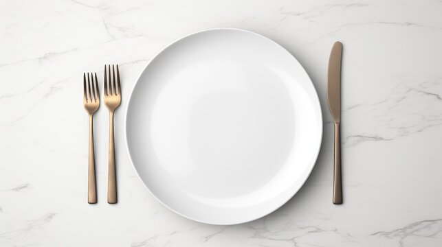 white plate with fork and spoon