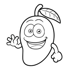 Vector illustration of a Mango Character - Coloring book