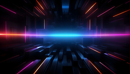 Futuristic Background Banner with Neon Lights - Generativ AI