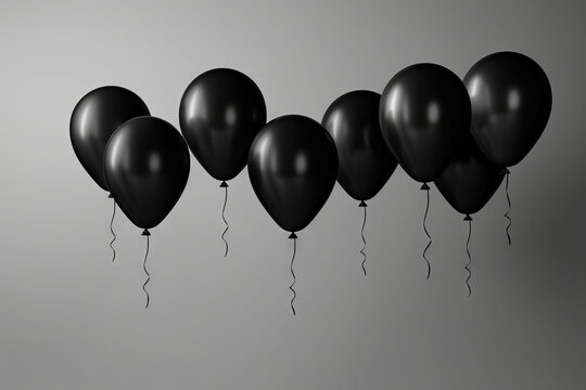bunch of black balloons isolated on gray, black Friday concept