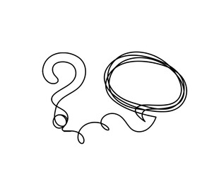 Abstract question mark with plane as continuous lines drawing on white background. Vector